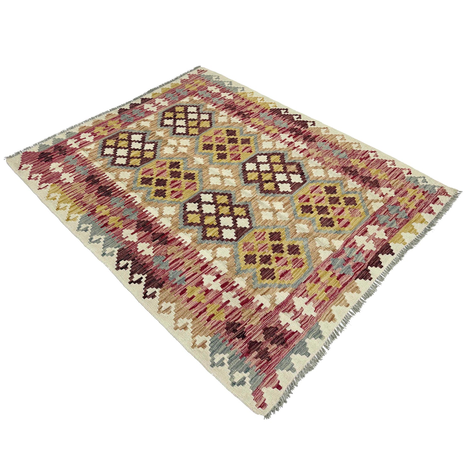 Hand Woven Wool Kelim 5' 0" x 6' 5" ft / 153 x 196 cm - No. G38935