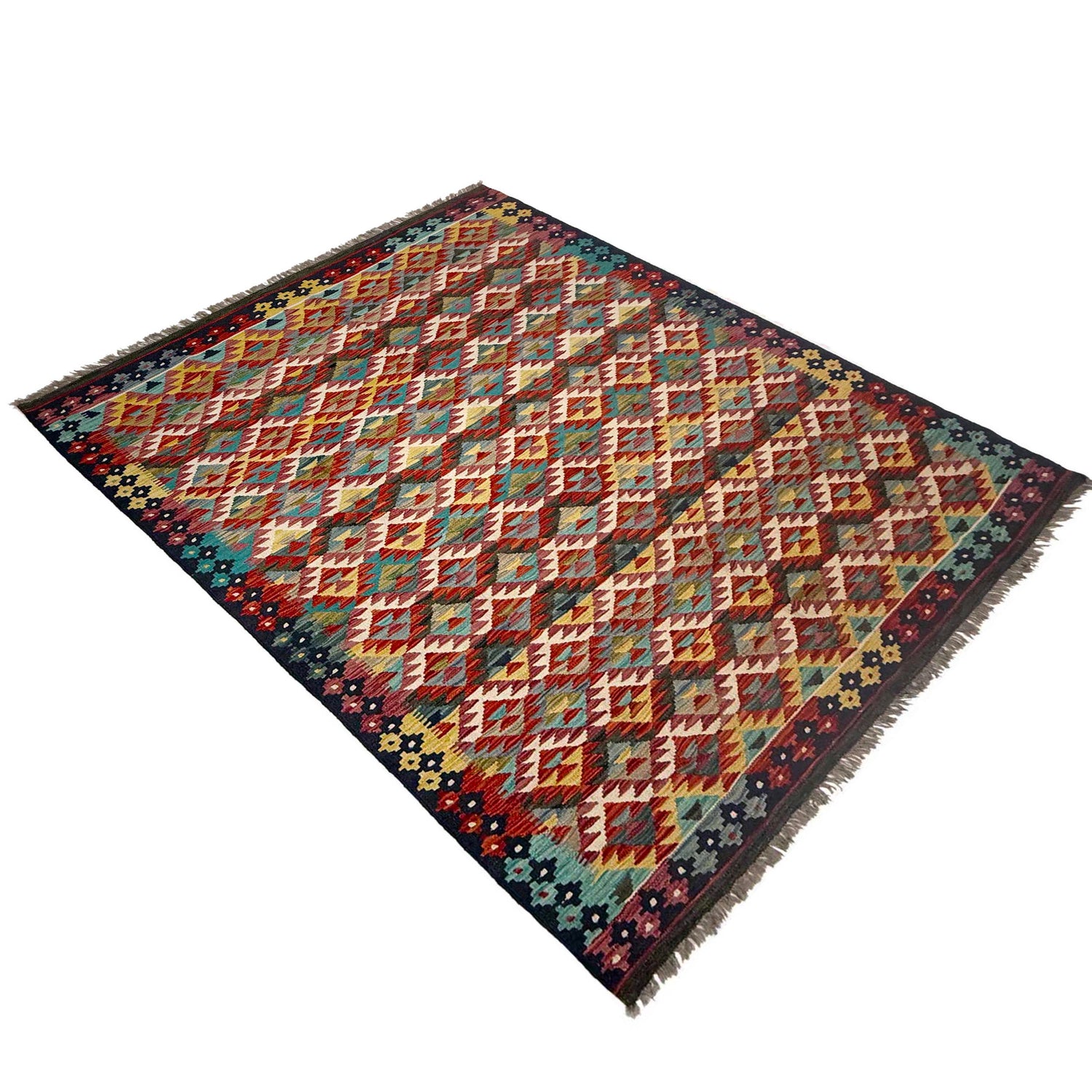 Hand Made Afghan Kilim 6' 0" x 8' 0" ft / 183 x 244 cm - No. G38936