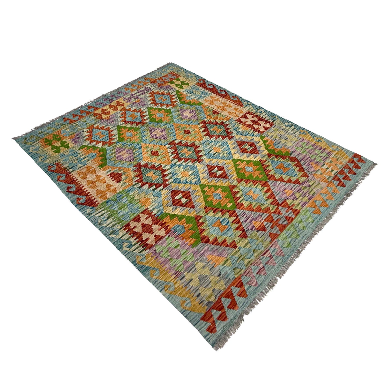 Hand Made Afghan Kilim 5' 0" x 6' 7" ft / 153 x 200 cm - No. G38937
