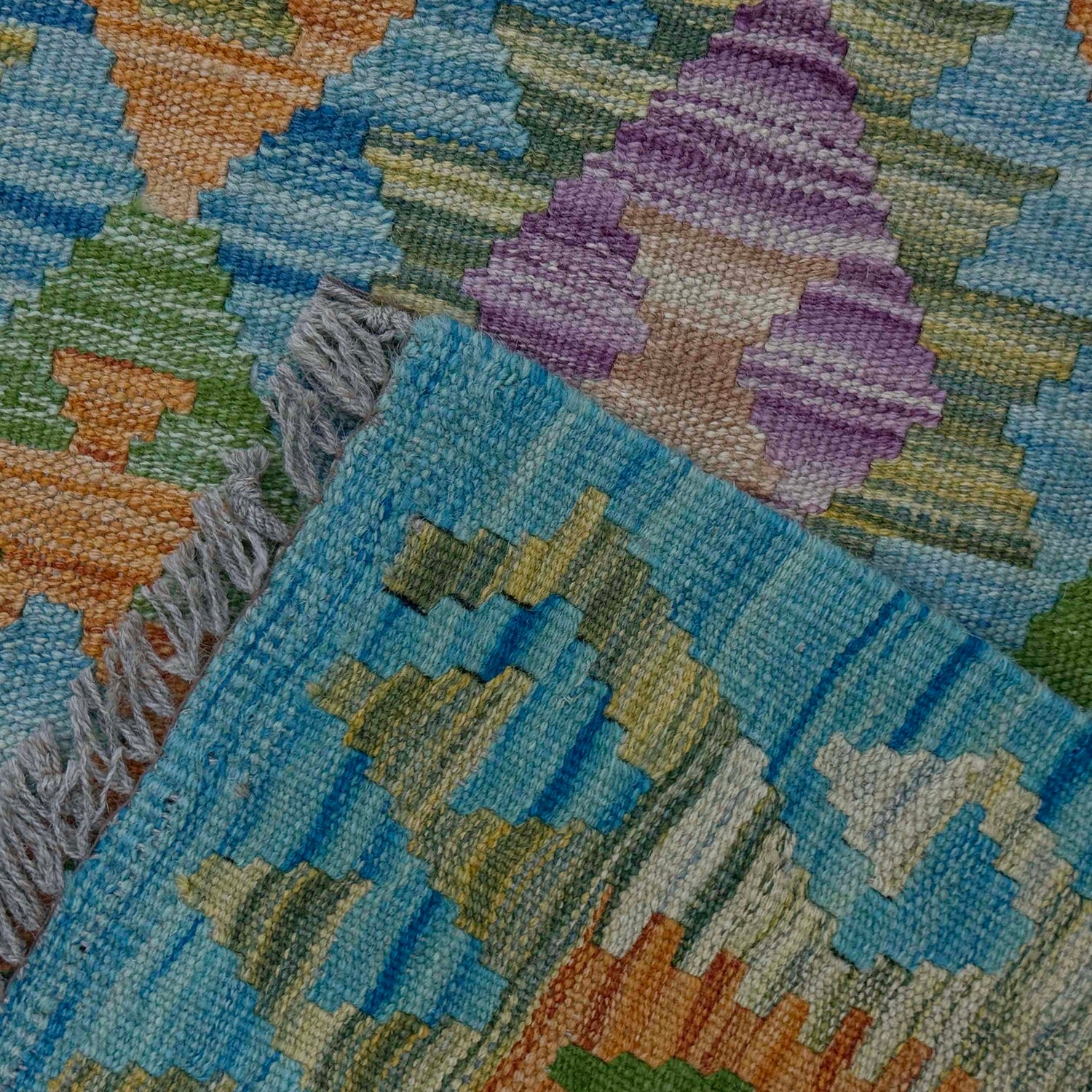 Hand Made Afghan Kilim 5' 0" x 6' 7" ft / 153 x 200 cm - No. G38937