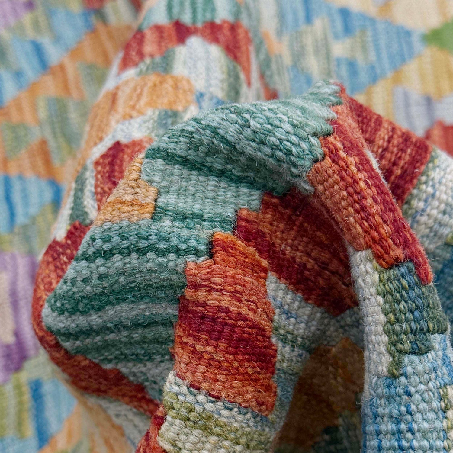 Hand Made Afghan Kilim 5' 0" x 6' 7" ft / 153 x 200 cm - No. G38937