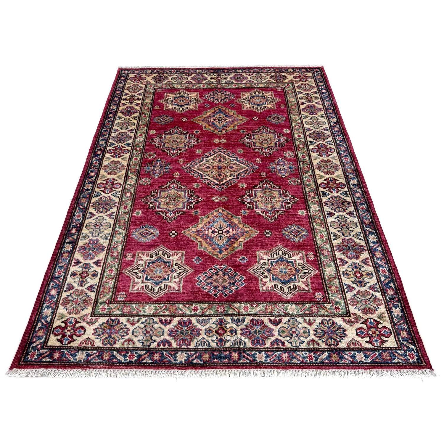 High-Quality Kazak Area Rug 3' 5" x 4' 10" ft / 104 x 148 cm - No. G39608