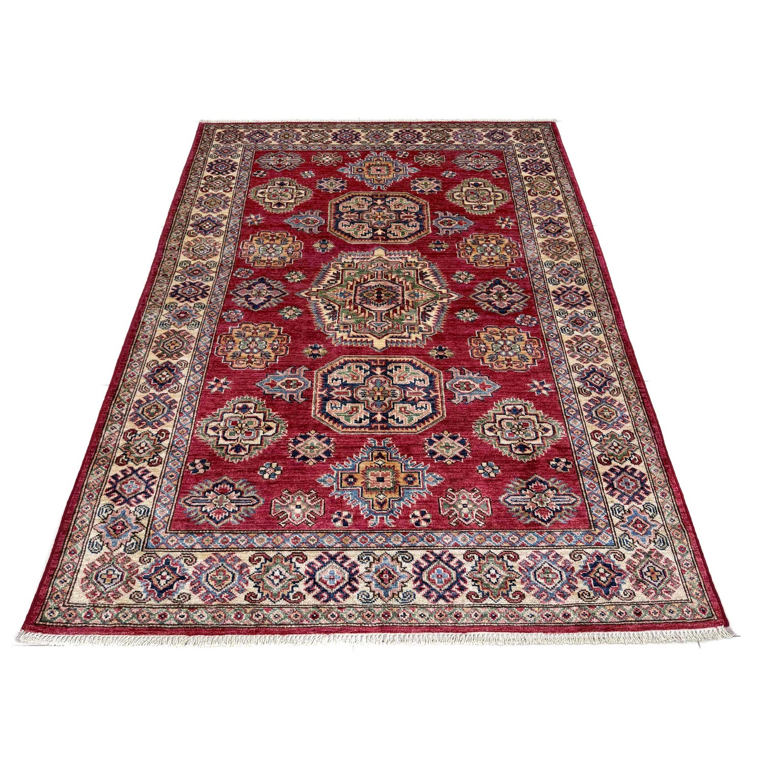 High-Quality Kazak Area Rug 4' 0" x 5' 10" ft / 122 x 178 cm - No. G39610