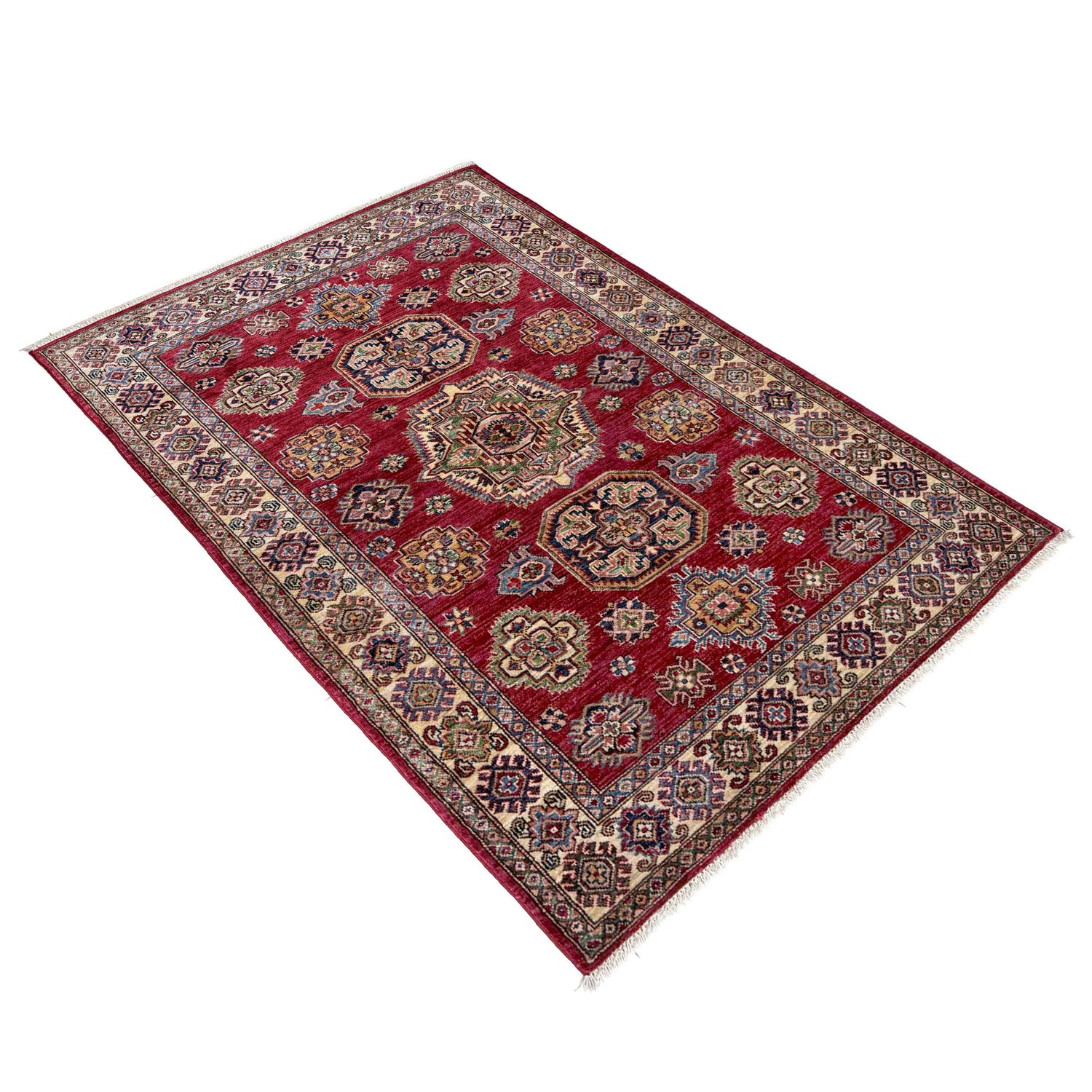 High-Quality Kazak Area Rug 4' 0" x 5' 10" ft / 122 x 178 cm - No. G39610
