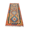 Colorful Flat-Weave Wool Kilim Runner 2' 5" x 6' 8" ft / 74 x203 cm - No. P26512