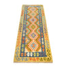 Colorful Flat-Weave Wool Kilim Runner 2' 4" x 6' 10" ft / 71 x209 cm - No. P26520