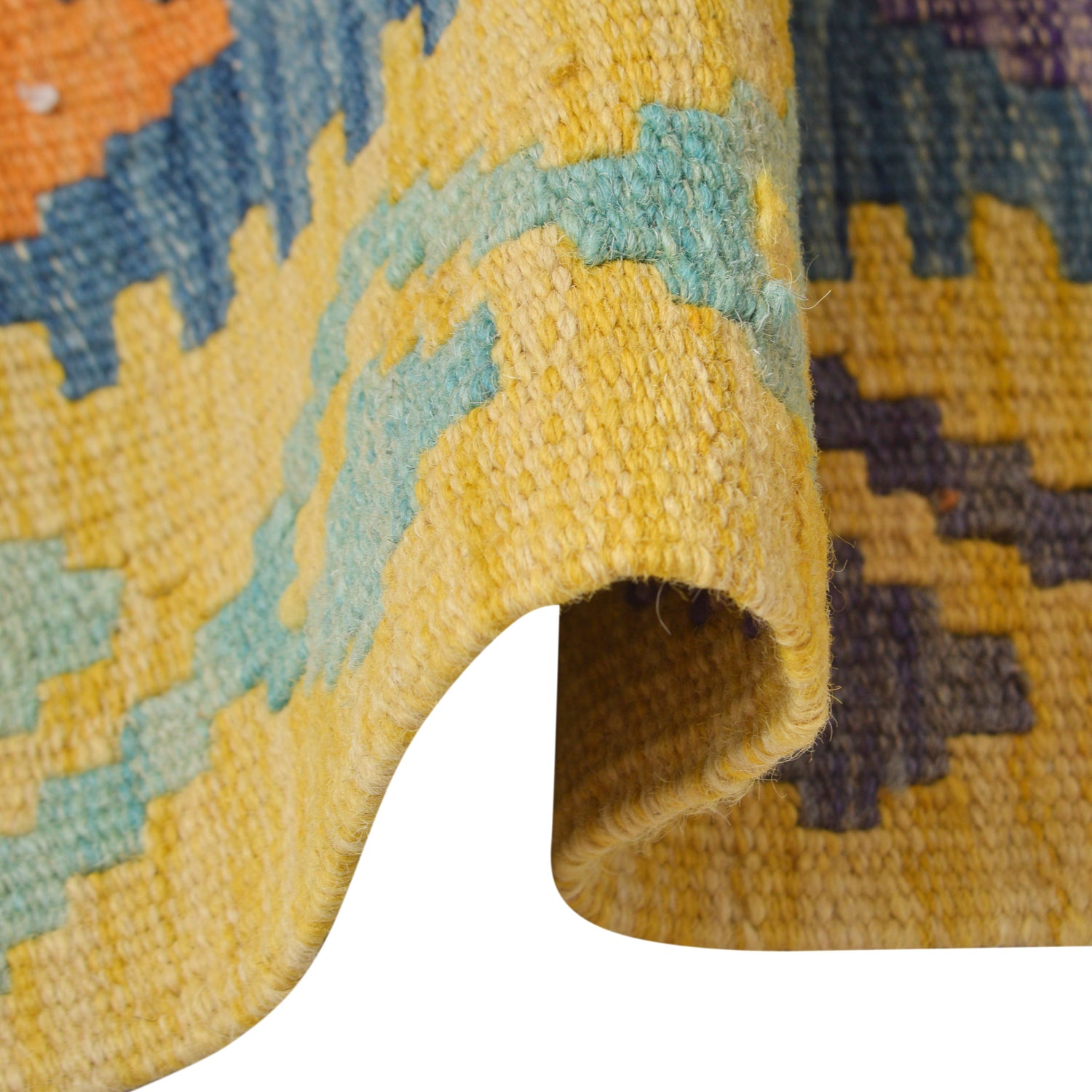 Colorful Flat-Weave Wool Kilim Runner 2' 4" x 6' 10" ft / 71 x209 cm - No. P26520