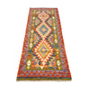 Colorful Flat-Weave Wool Kilim Runner 2' 4" x 6' 6" ft / 72 x199 cm - No. P26528