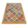 Colorful Flat-Weave Wool Kilim 3' 5" x 4' 11" ft / 103 x 150 cm - No. P26807