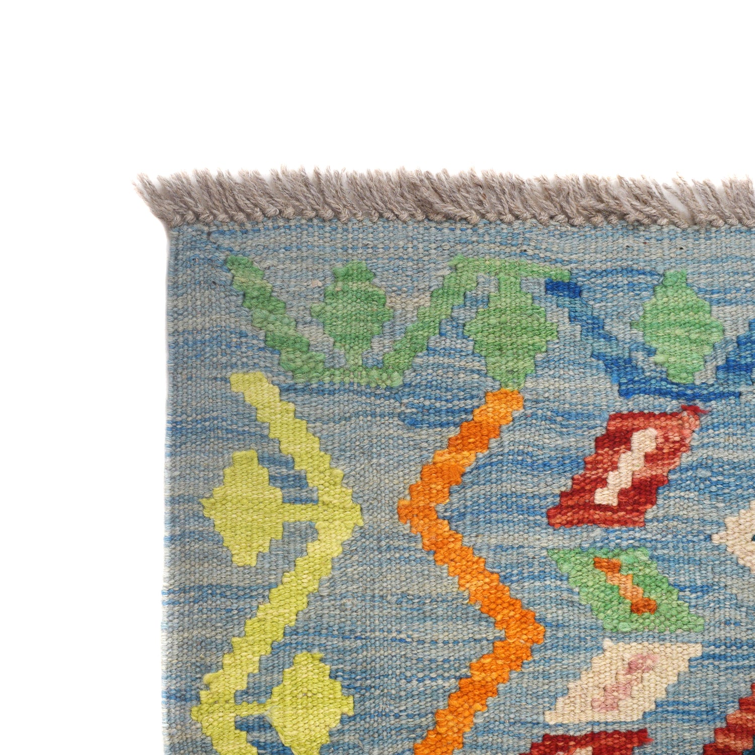 Colorful Flat-Weave Wool Kilim 3' 4" x 4' 8" ft / 102 x 143 cm - No. P26921