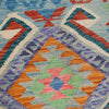 Colorful Flat-Weave Wool Kilim 3' 4" x 4' 8" ft / 102 x 143 cm - No. P26921