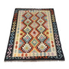 Colorful Flat-Weave Wool Kilim 3' 5" x 4' 9" ft / 105 x 146 cm - No. P26922