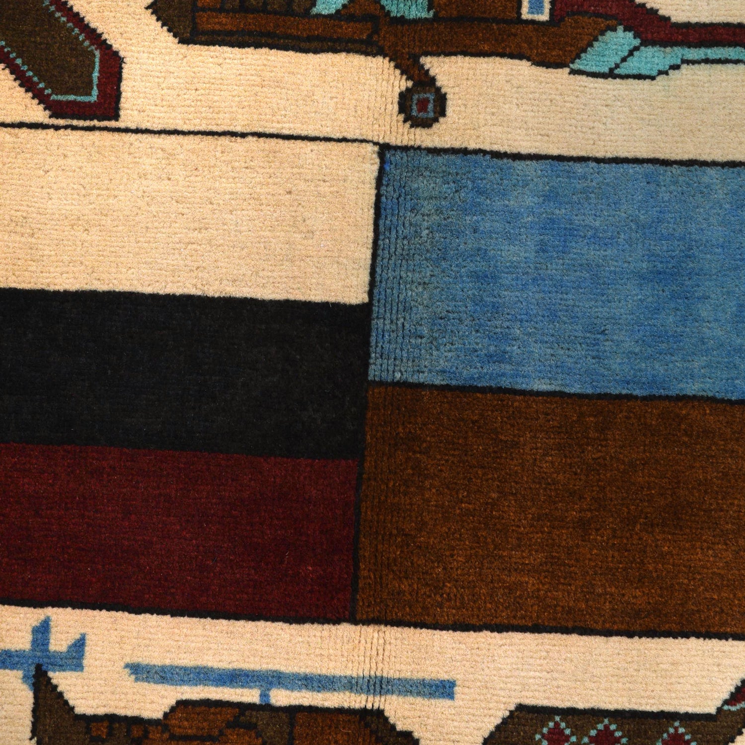 Handmade Afghan War Area Rug 3' 4" x 4' 11" ft / 101 x 150 cm - No. P28036