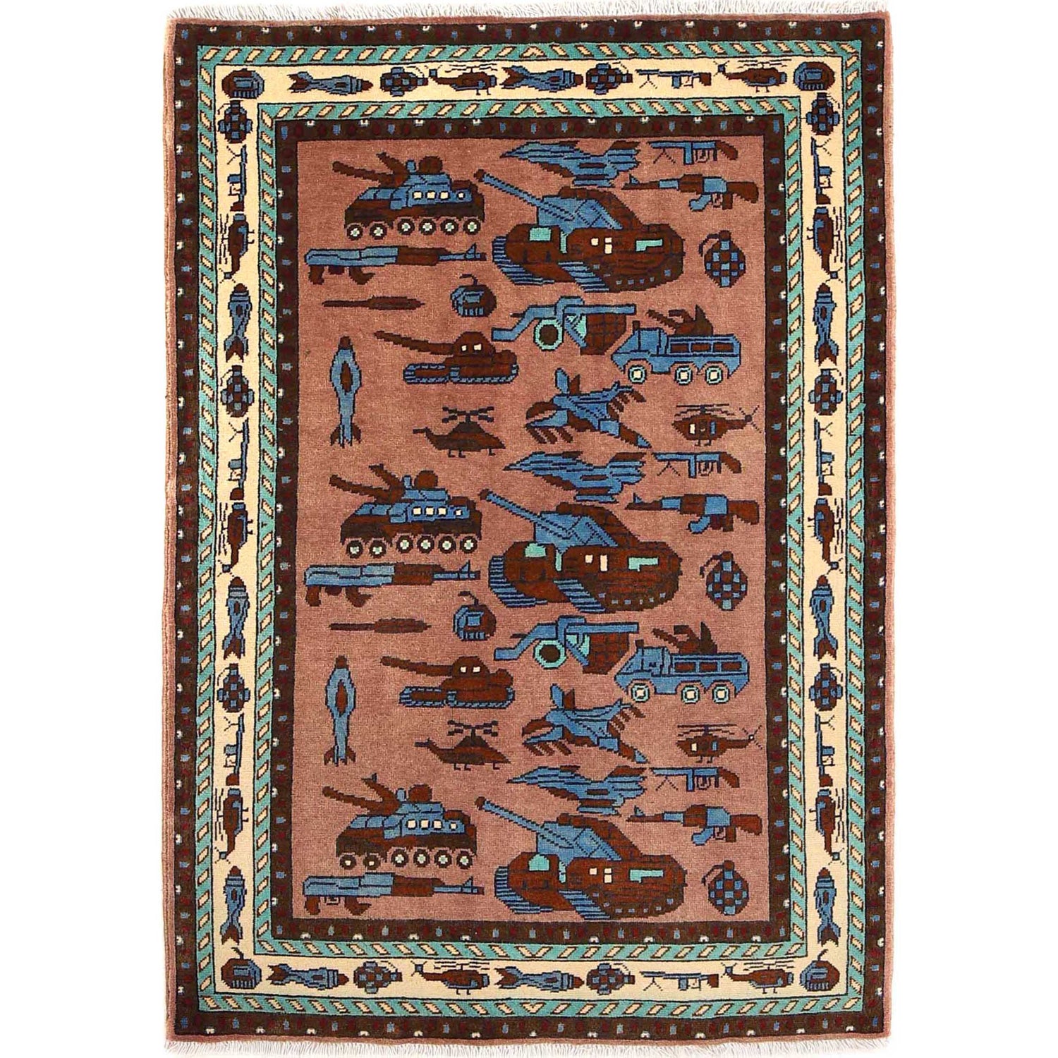 493• Beautifully Handmade Genuine Afghan outlet War Rug, 55x53 cm