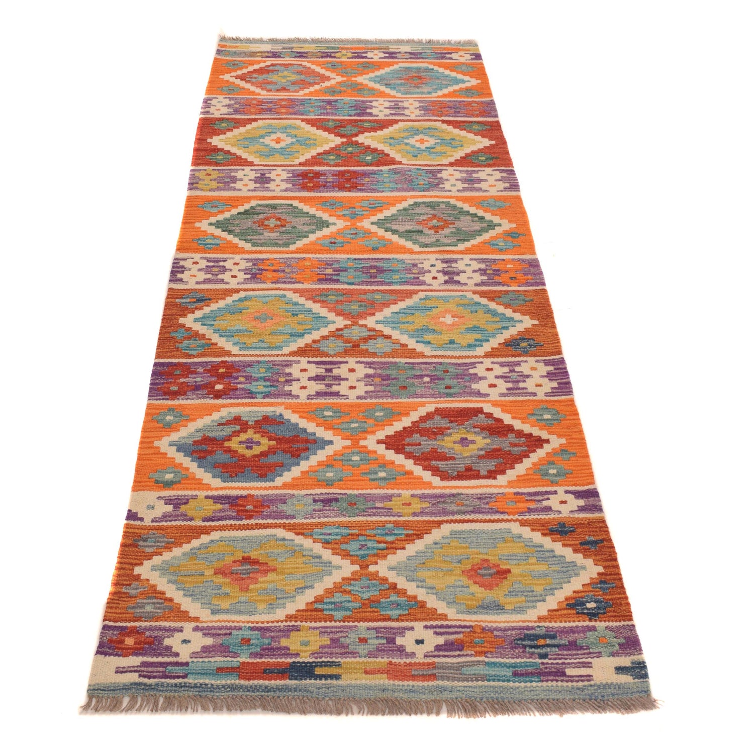 Handmade Afghan Vegetable Kilim Runner 2' 4" x 7' 8" ft / 70 x 234 cm - No. P34248