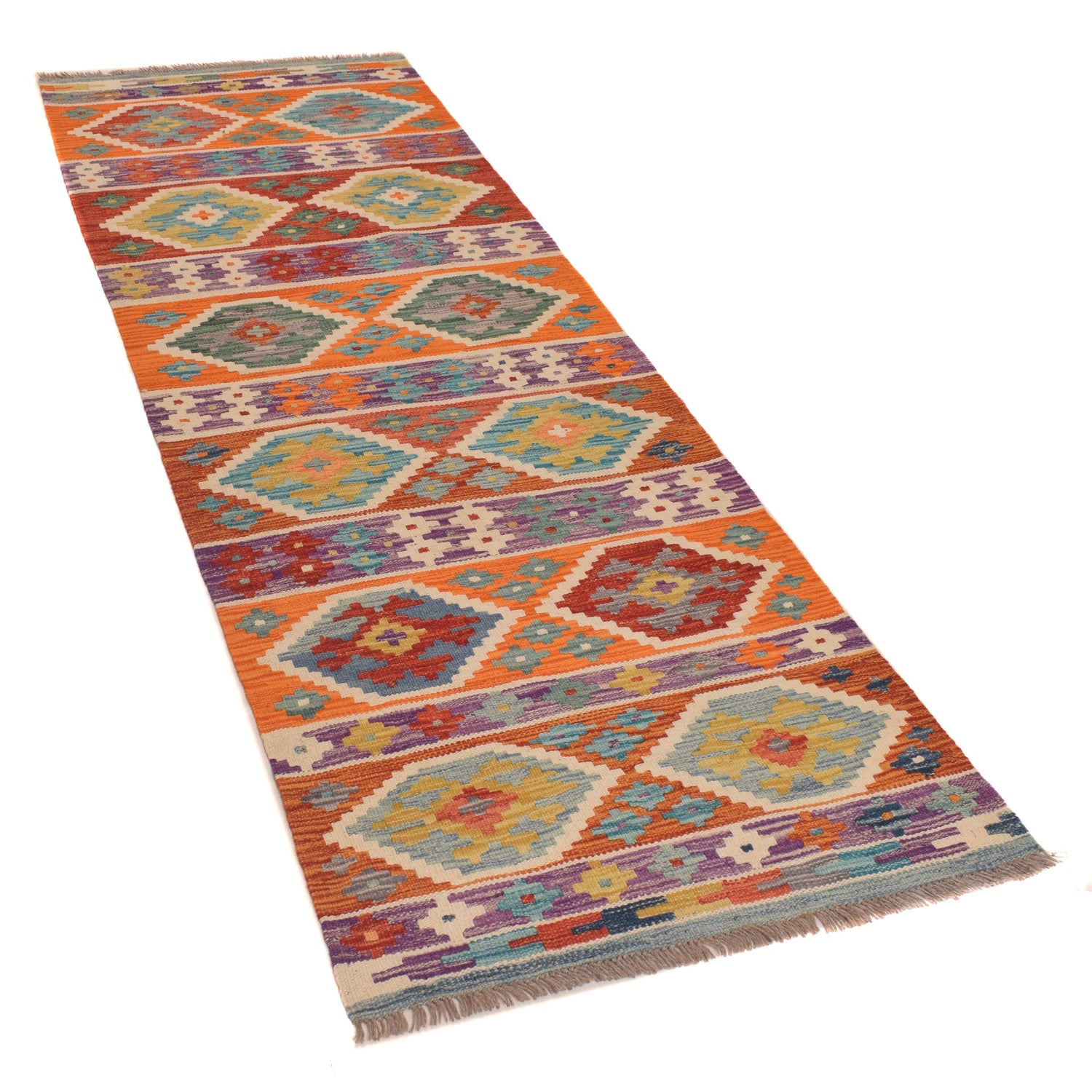 Handmade Afghan Vegetable Kilim Runner 2' 4" x 7' 8" ft / 70 x 234 cm - No. P34248