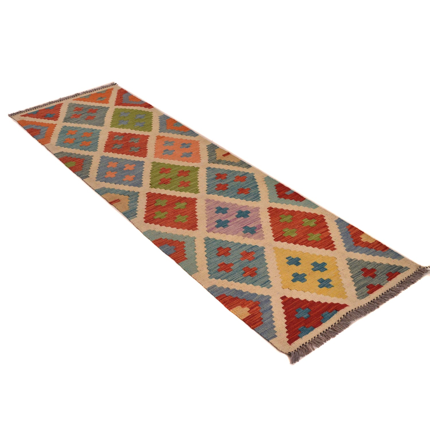 Handmade Afghan Vegetable Kilim Runner 2' 0" x 6' 7" ft / 62 x 200 cm - No. P34256