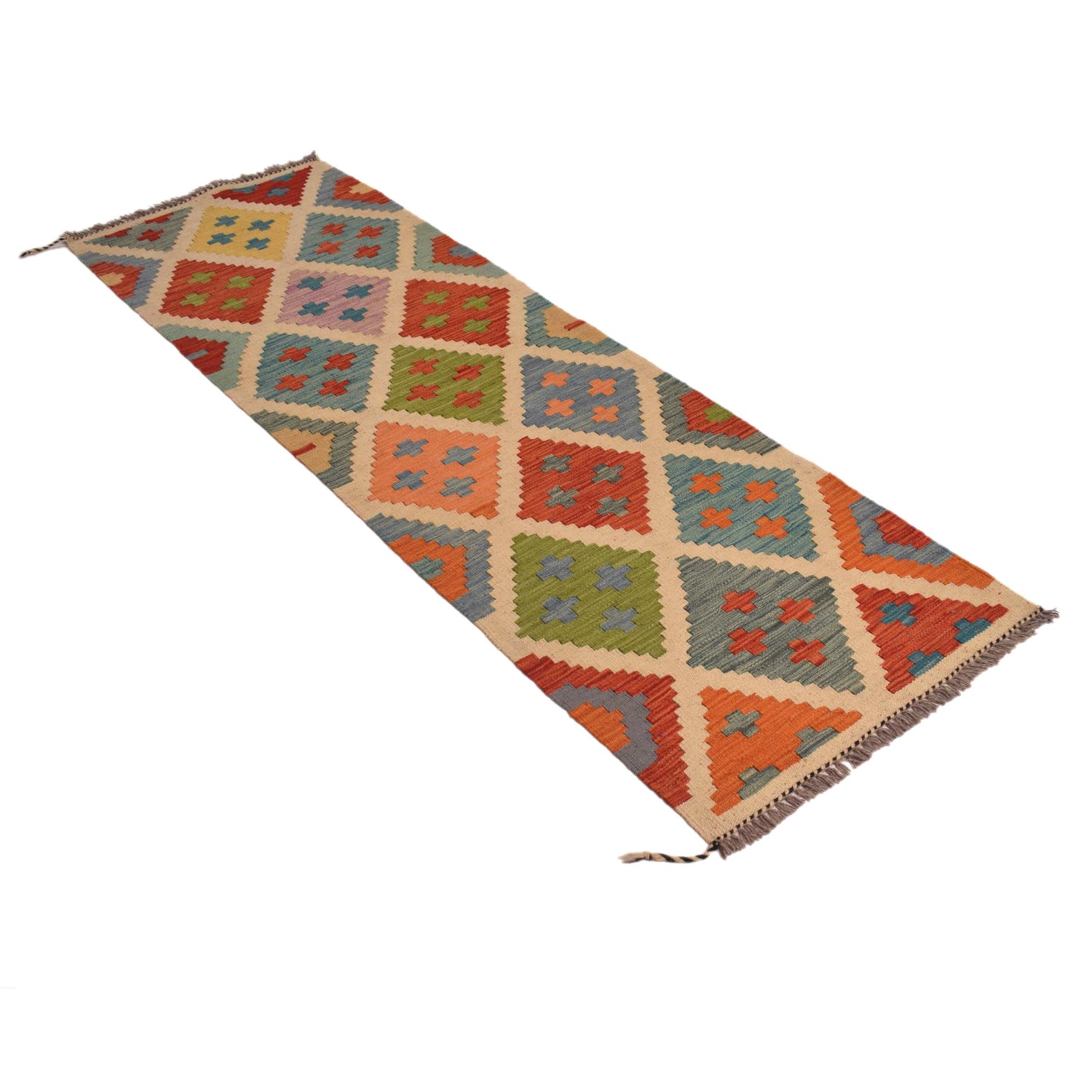 Handmade Afghan Vegetable Kilim Runner 2' 0" x 6' 7" ft / 62 x 200 cm - No. P34256