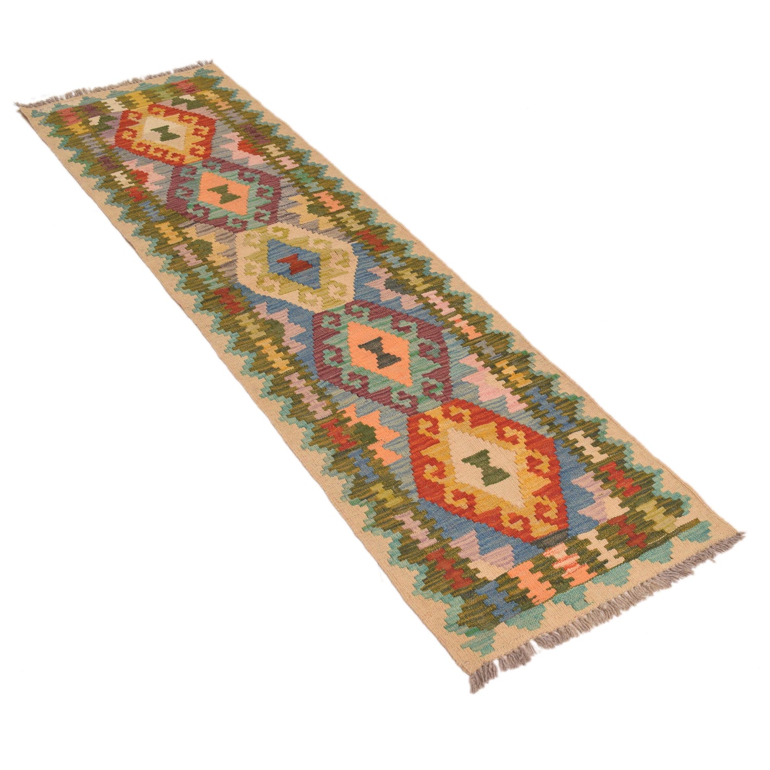 Handmade Vegetable Kilim Runner 1' 8" x 6' 6" ft / 52 x 198 cm - No. P34271