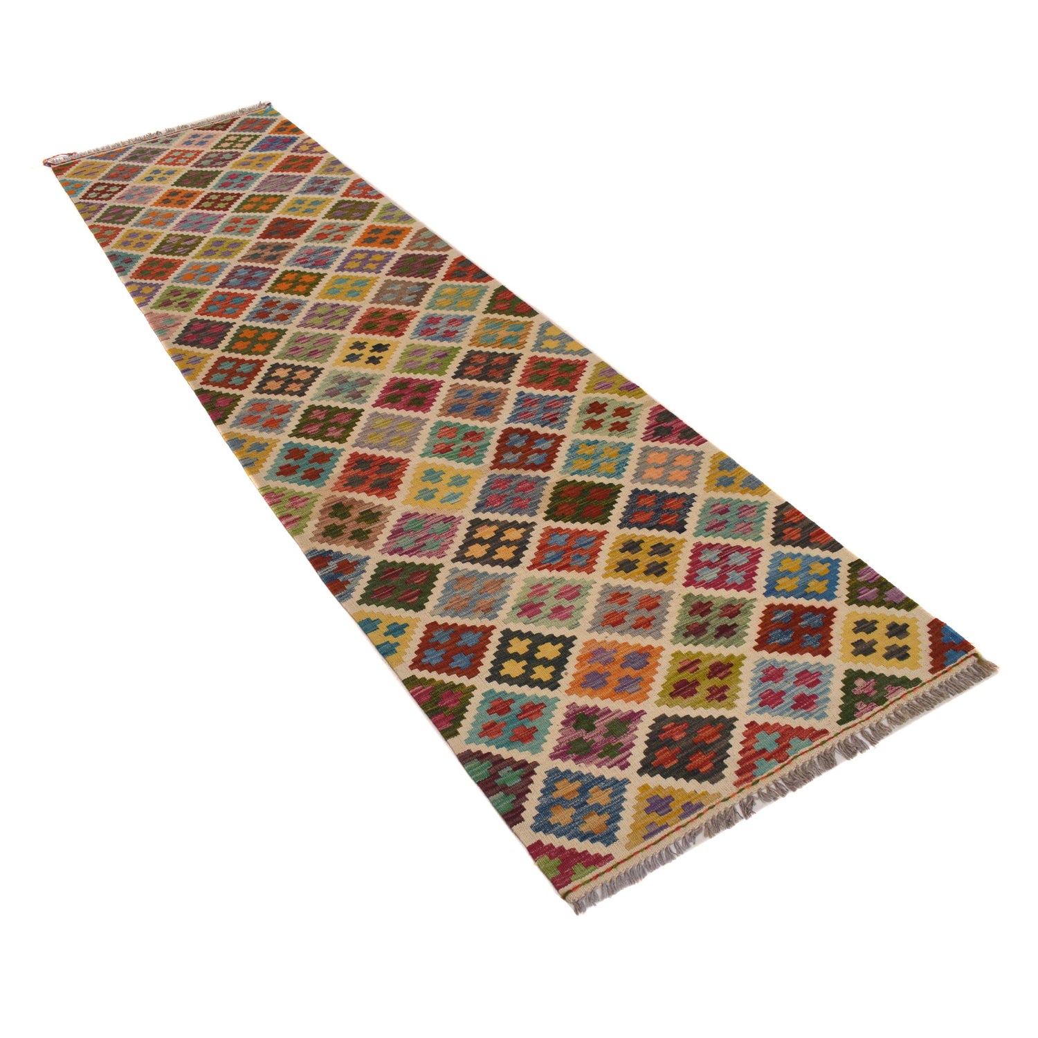 Hand Knotted Flatweave Kilim Runner 2' 6" x 9' 9" ft / 75 x 296 cm - No. P34294
