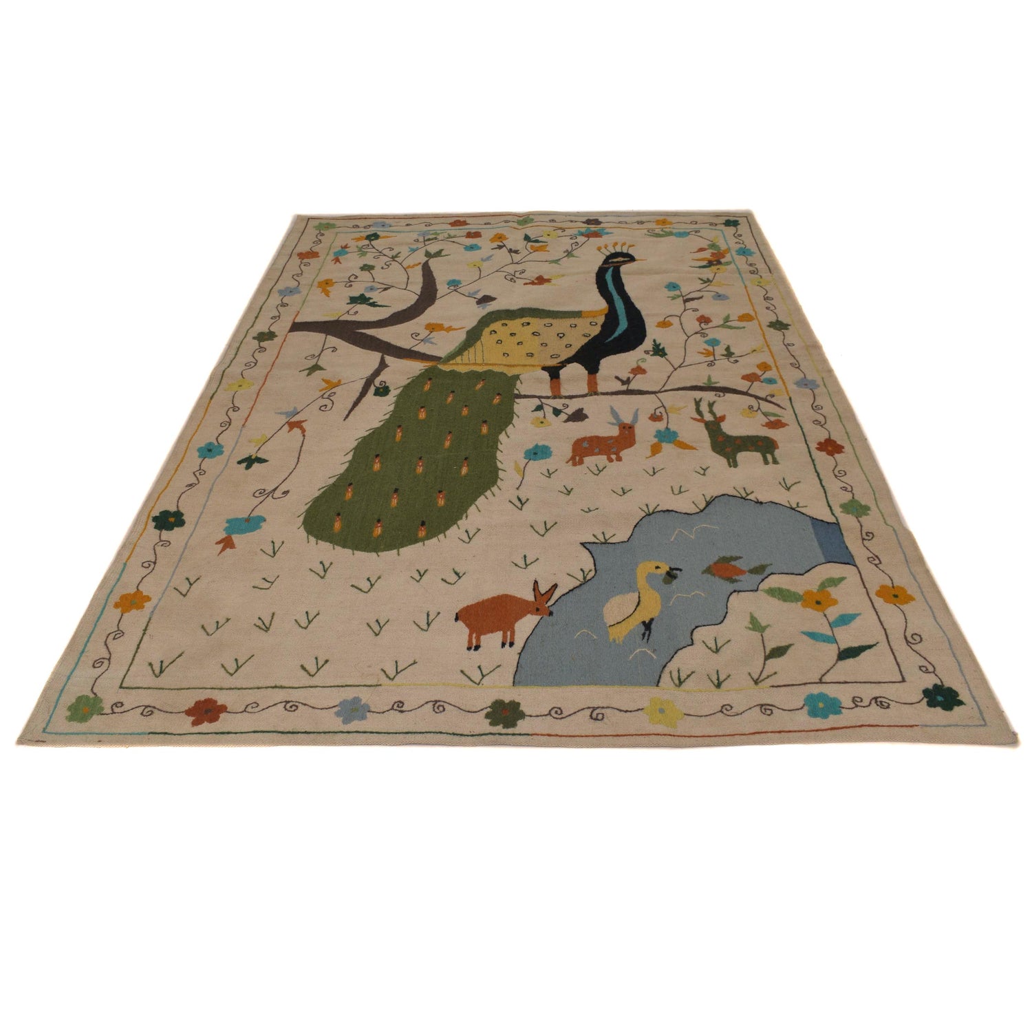 Pakistani Embroidery Kilim 5' 5" x 7' 9" ft / 165 x 236 cm - No. P34392