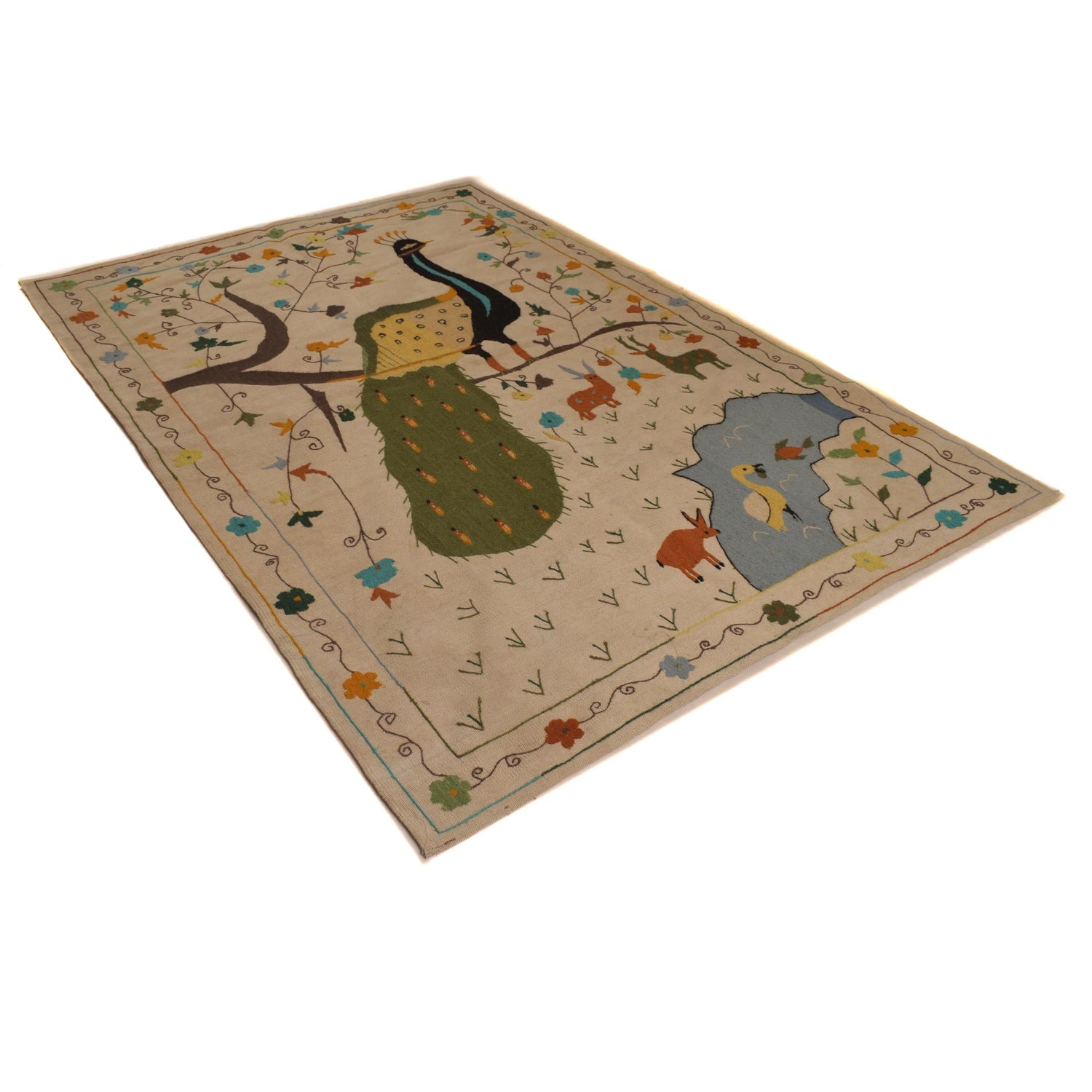 Pakistani Embroidery Kilim 5' 5" x 7' 9" ft / 165 x 236 cm - No. P34392