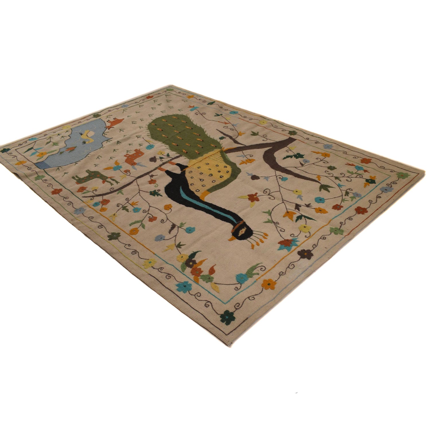 Pakistani Embroidery Kilim 5' 5" x 7' 9" ft / 165 x 236 cm - No. P34392