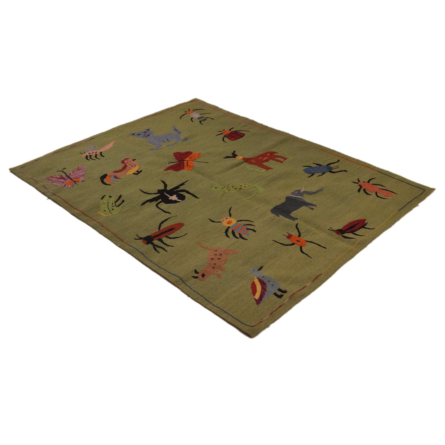 Hand Knotted Embroidery Kelim 4' 0" x 5' 10" ft / 123 x 178 cm - No. P34393