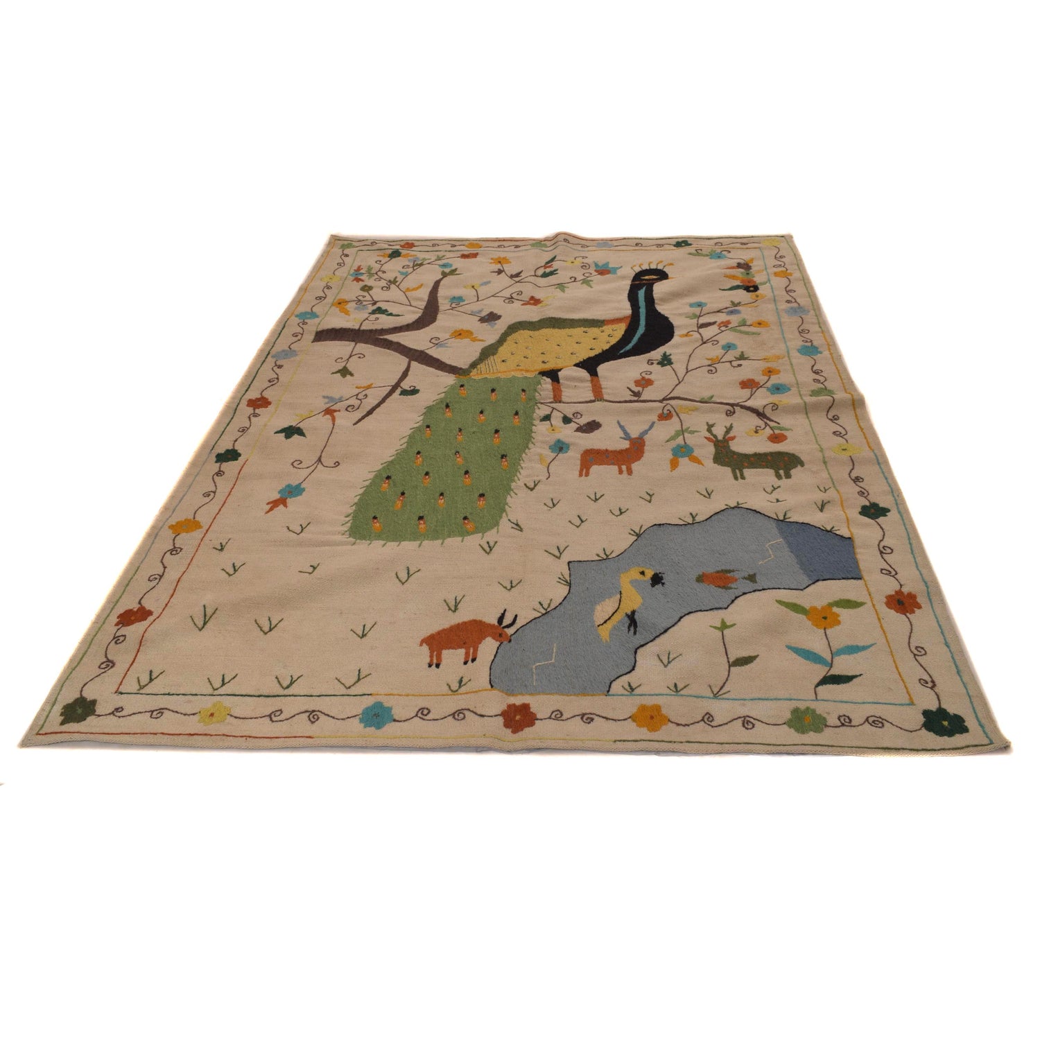 Design Embroidery Kilim 5' 5" x 7' 8" ft / 166 x 233 cm - No. P34395