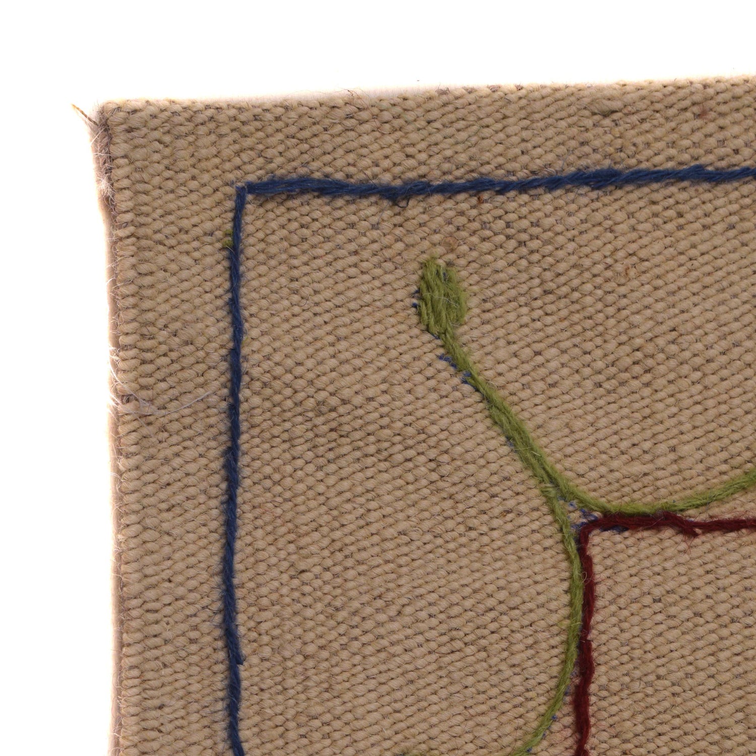 Beige Color Embroidery Flat Weave Kilim 5' 5" x 7' 10" ft / 165 x 239 cm - No. P34396