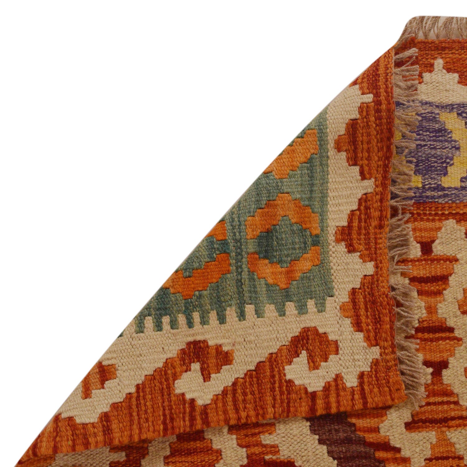 Handmade Turkish Design Wool Kilim 2' 9" x 3' 9" ft / 84 x 114 cm - No. P34892