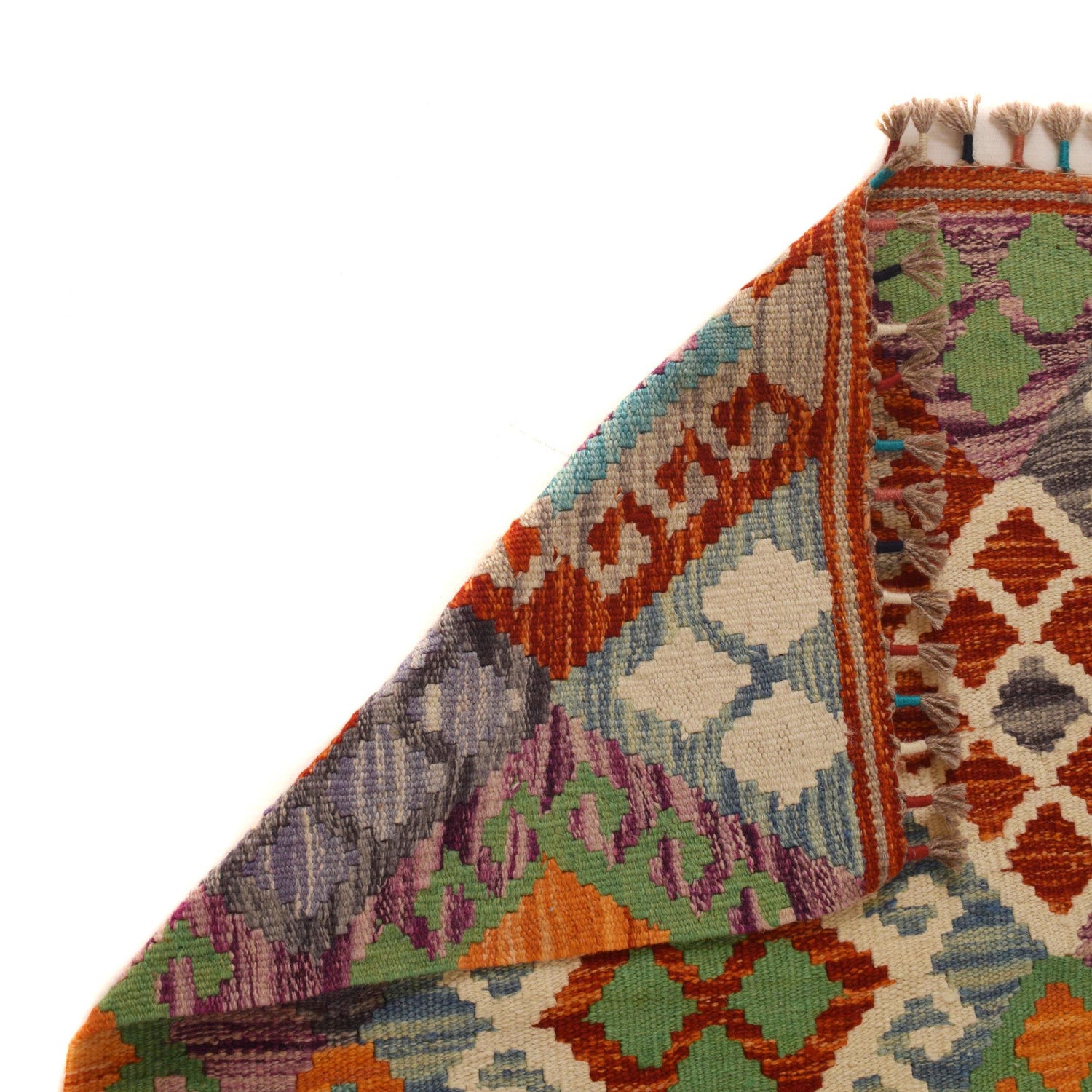 Hand Knotted Afghan Style Kilim 4' 4" x 5' 9" ft / 133 x 174 cm - No. P34897