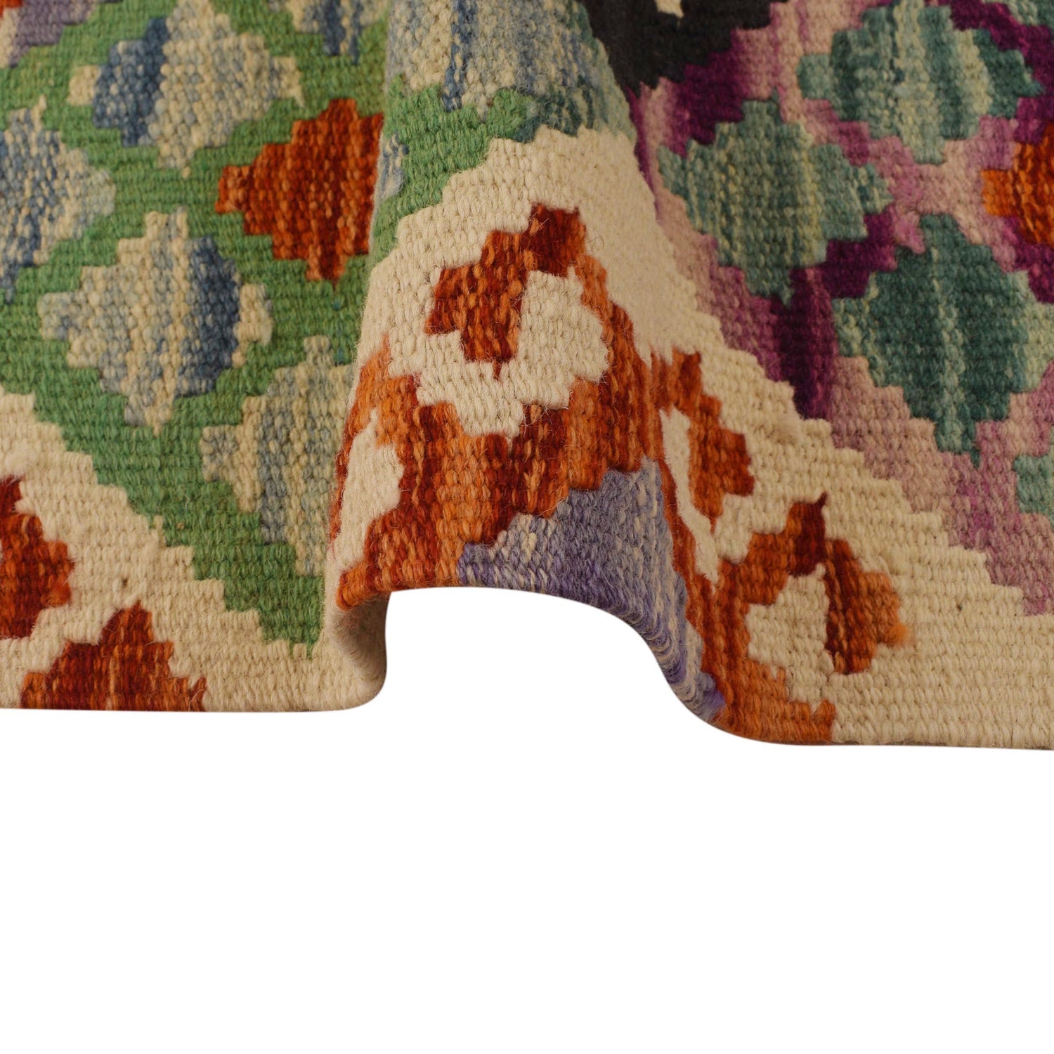 Hand Knotted Afghan Style Kilim 4' 4" x 5' 9" ft / 133 x 174 cm - No. P34897