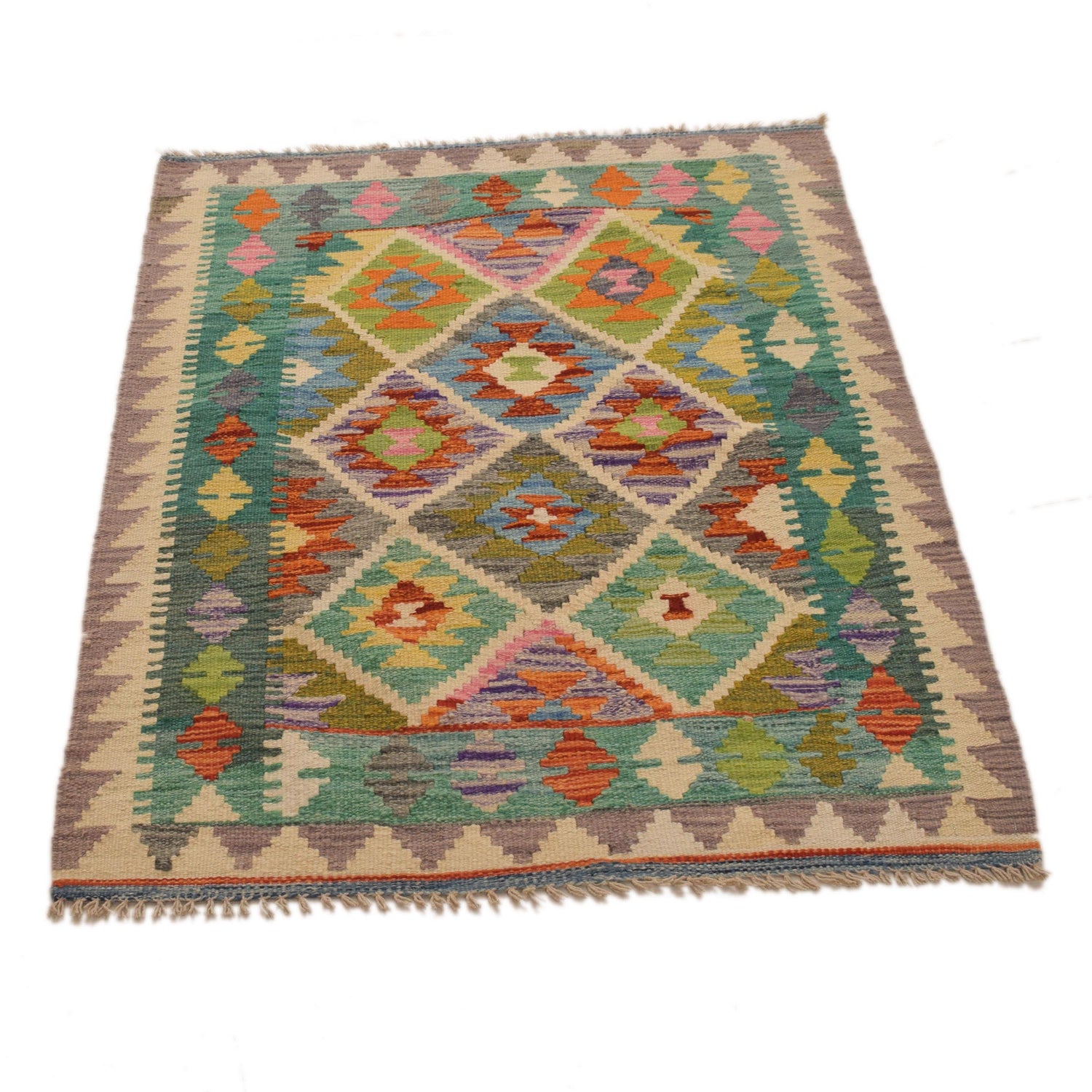 Hand Woven Wool Kelim 2' 8" x 3' 9" ft / 82 x 115 cm - No. P34902