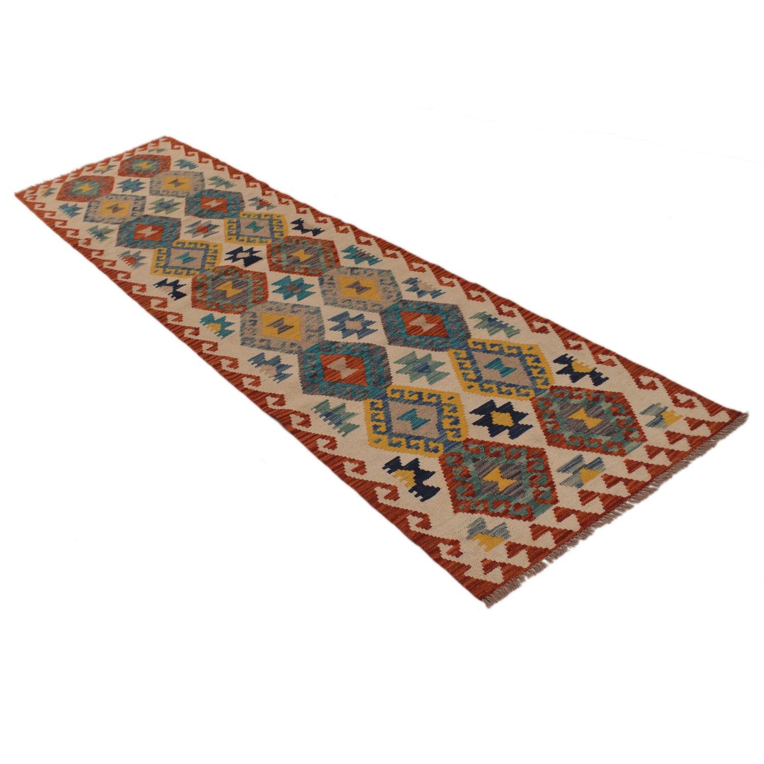 Hand Knotted Flatweave Kilim Runner 2' 5" x 9' 9" ft / 74 x 298 cm - No. P34905