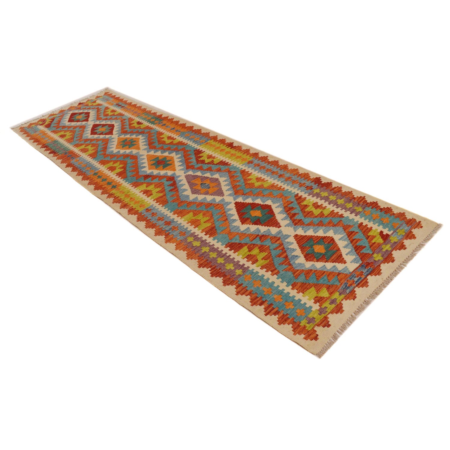 Hand Made Afghan Kilim Runner 2' 10" x 9' 7" ft / 87 x 293 cm - No. P34908