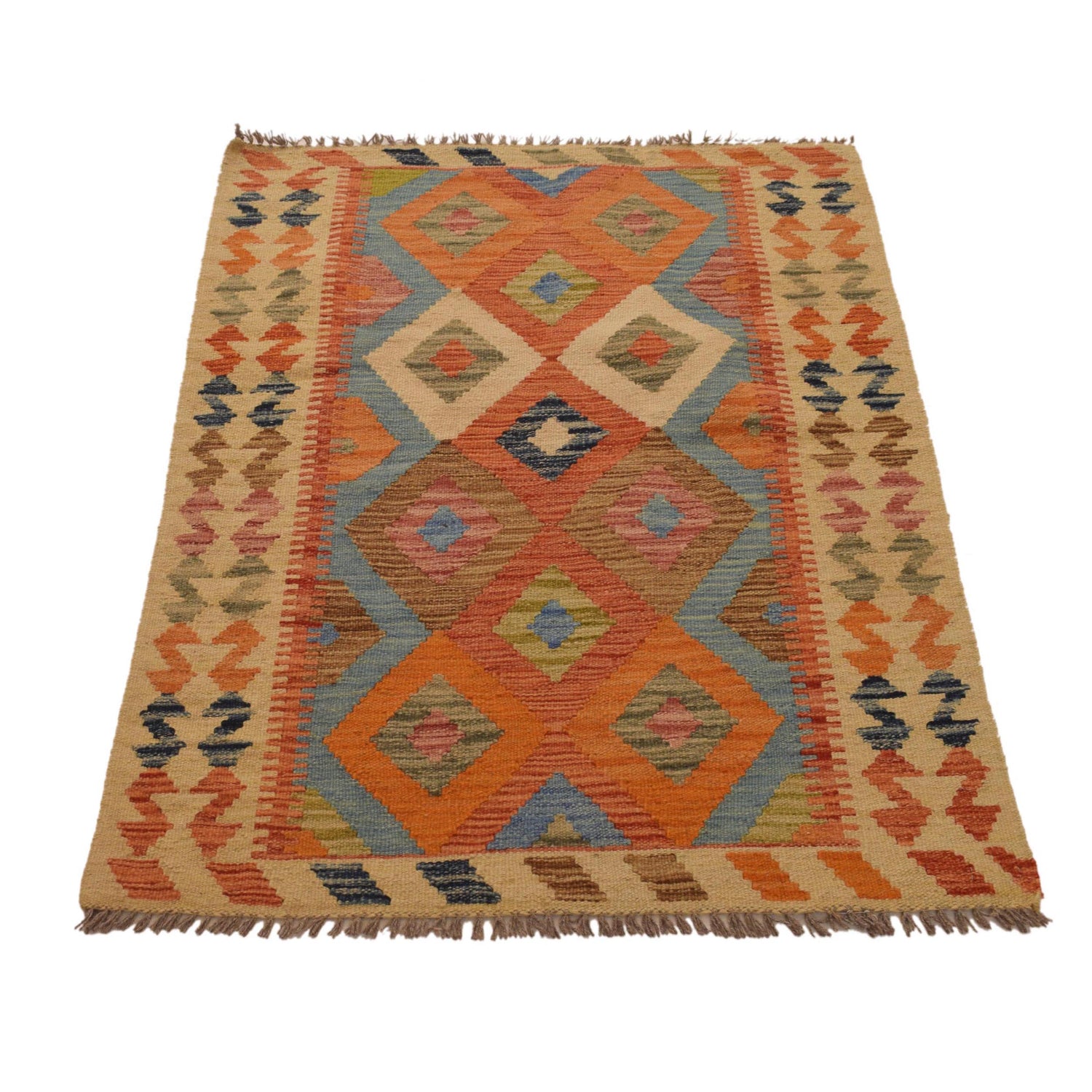 Hand Knotted Afghan Style Kilim 2' 9" x 4' 1" ft / 84 x 125 cm - No. P34911