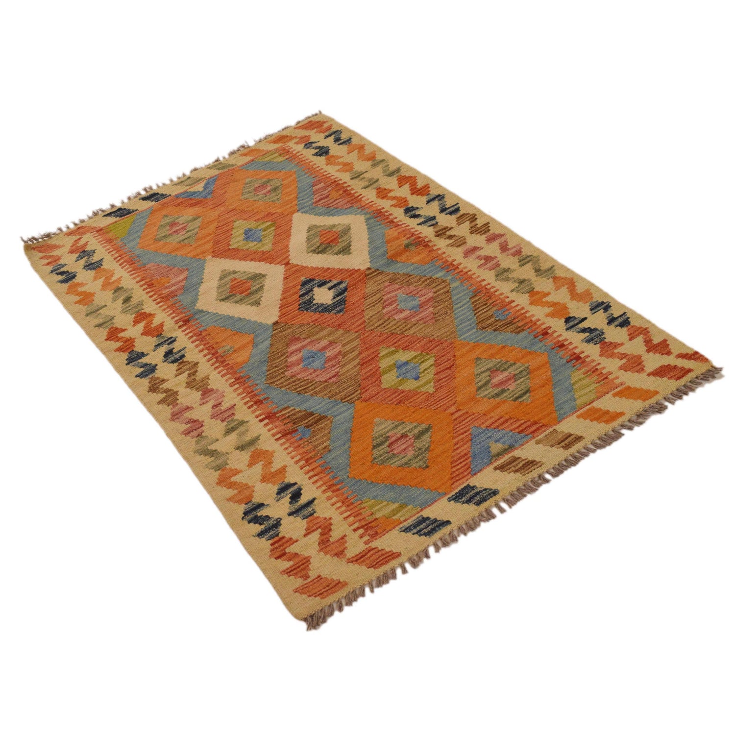 Hand Knotted Afghan Style Kilim 2' 9" x 4' 1" ft / 84 x 125 cm - No. P34911