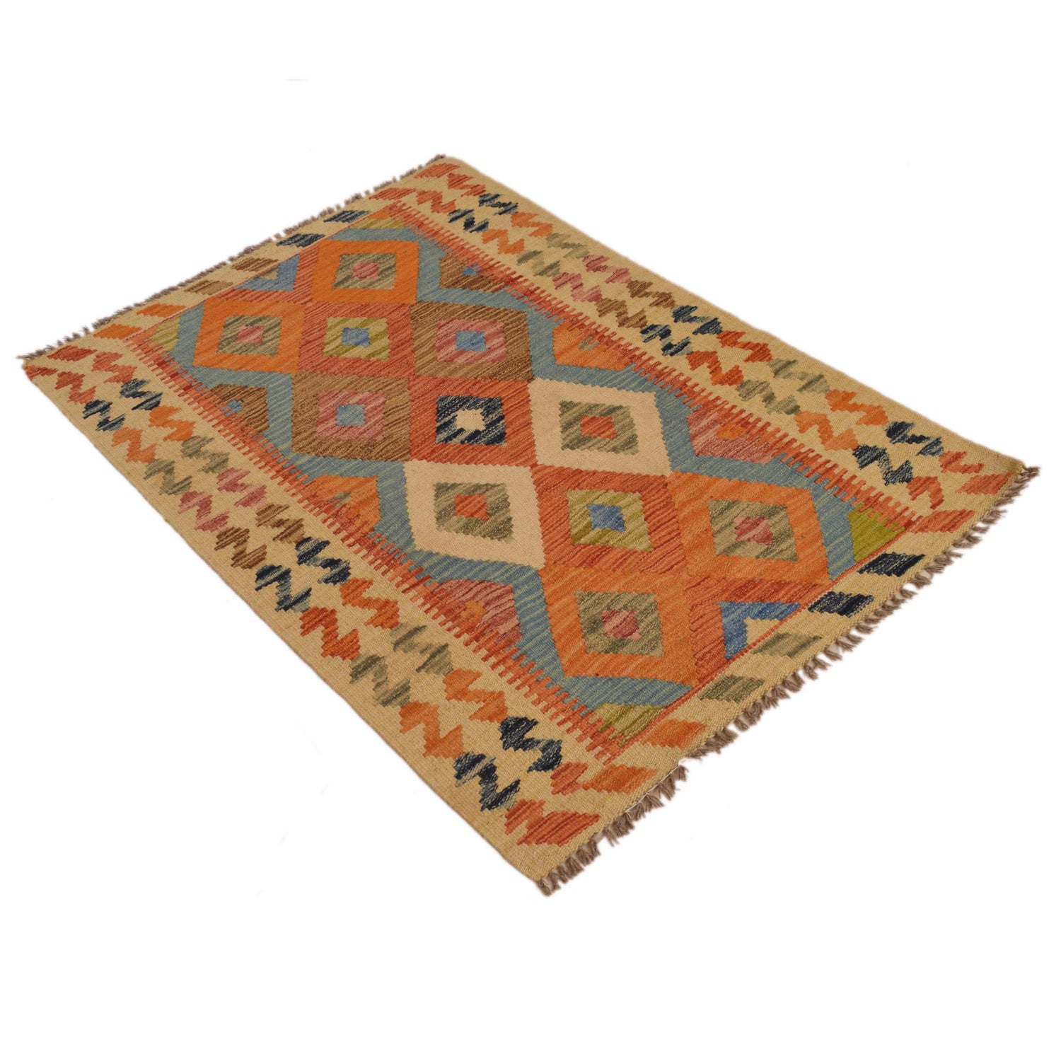 Hand Knotted Afghan Style Kilim 2' 9" x 4' 1" ft / 84 x 125 cm - No. P34911
