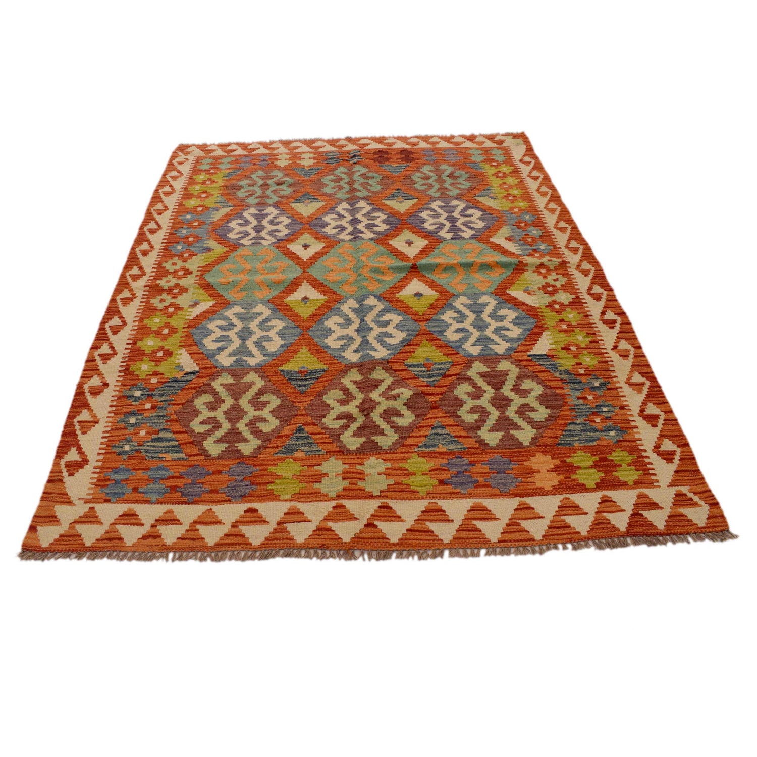 Handmade Vegetable Kilim 5' 1" x 6' 9" ft / 156 x 205 cm - No. P34912