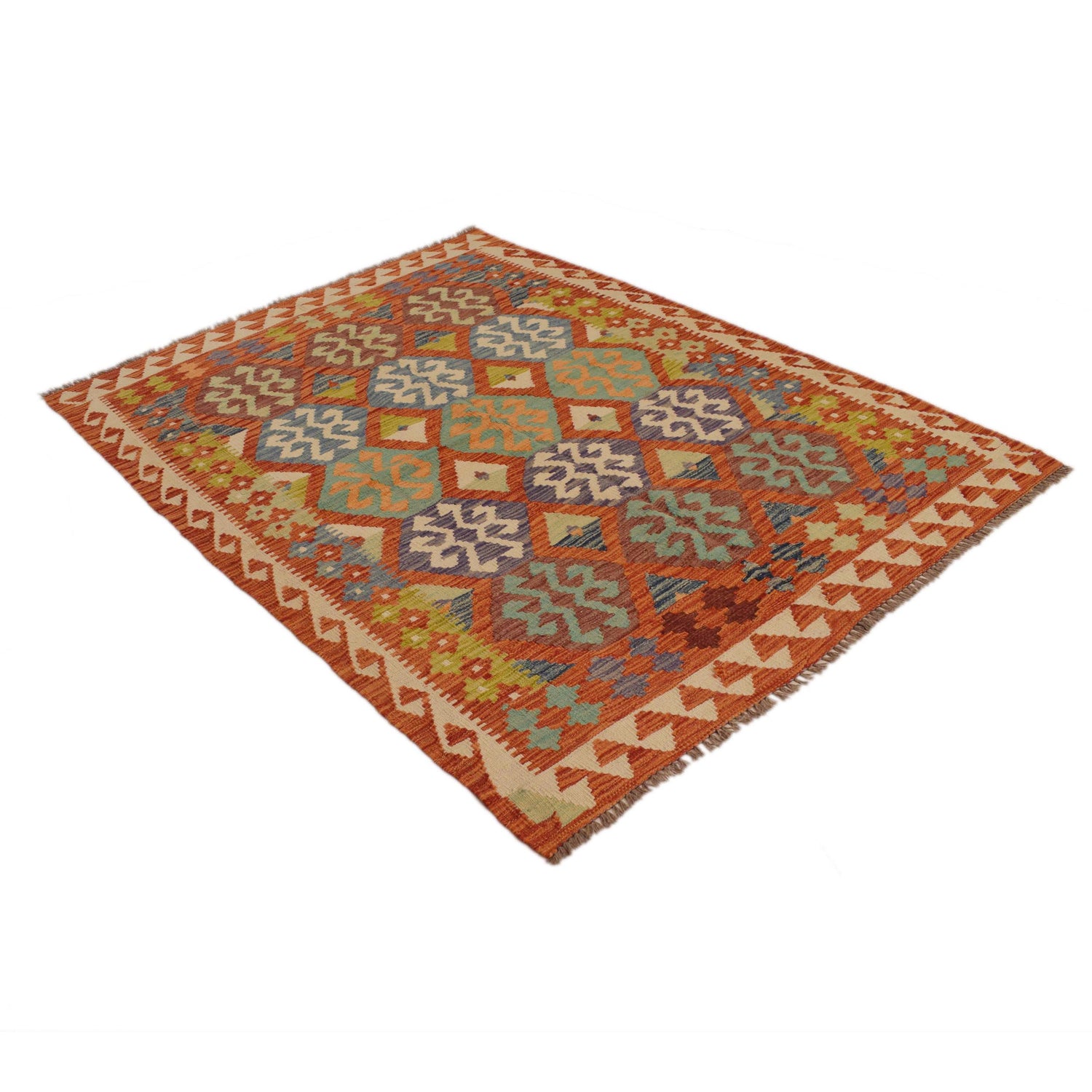 Handmade Vegetable Kilim 5' 1" x 6' 9" ft / 156 x 205 cm - No. P34912