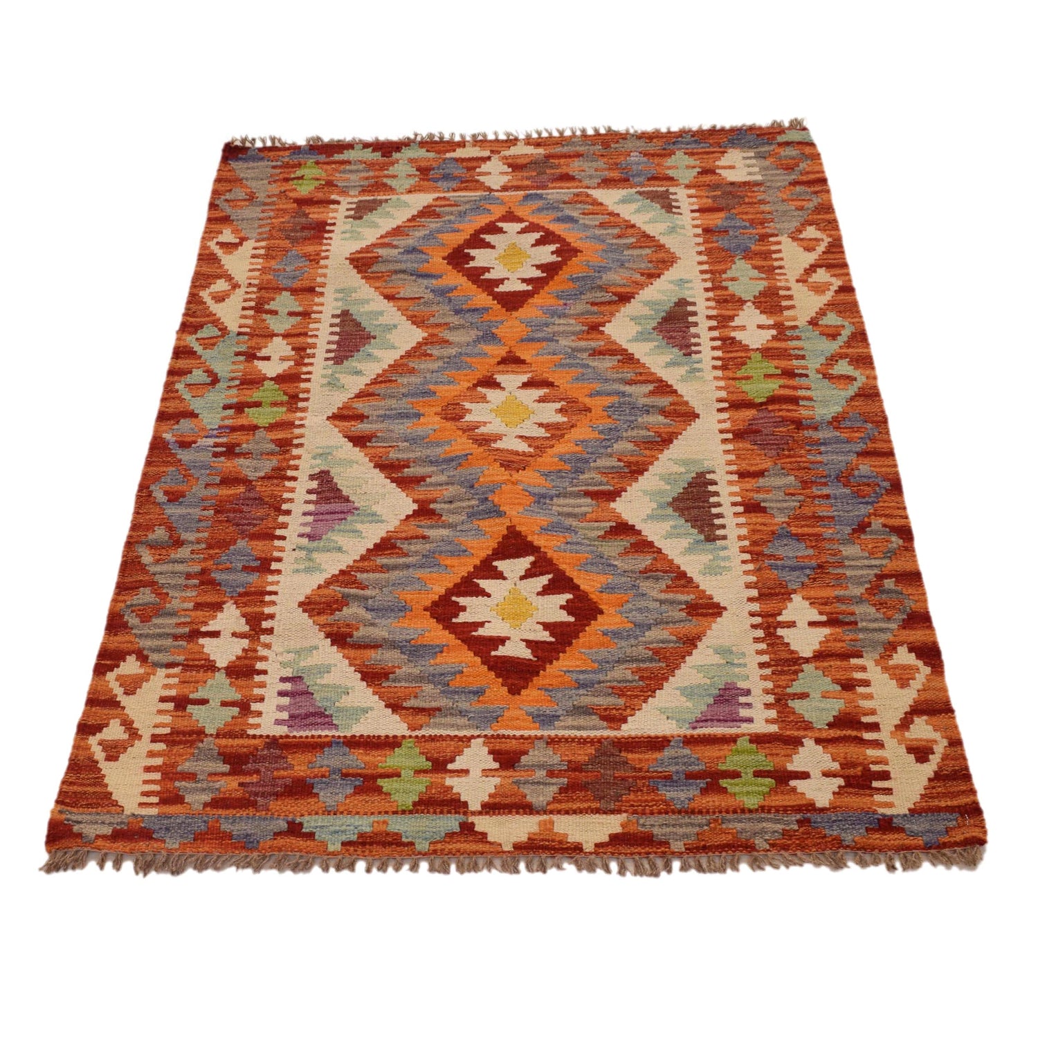 Hand Woven Wool Kelim 2' 9" x 4' 3" ft / 85 x 130 cm - No. P34914