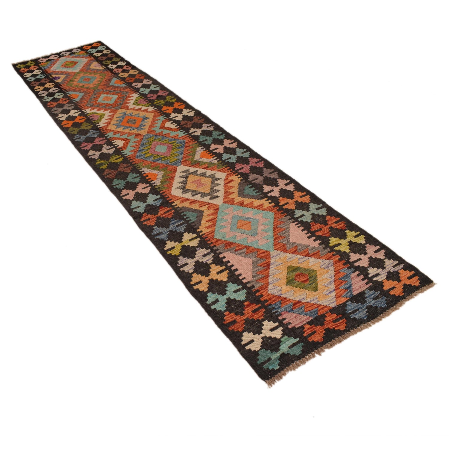 Handmade Afghan Vegetable Kilim Runner 2' 3" x 9' 10" ft / 69 x 300 cm - No. P34918