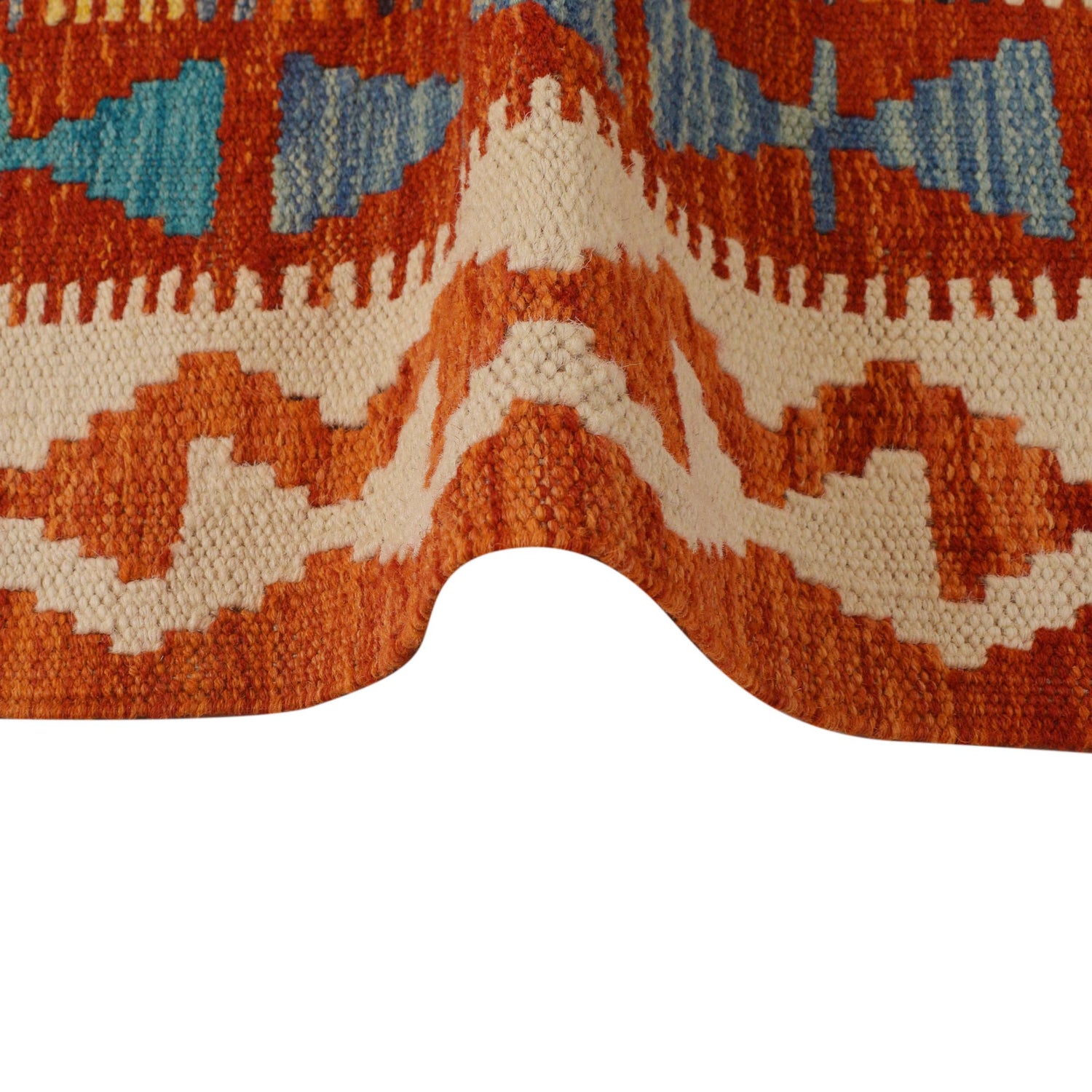 Hand Woven Wool Kelim 4' 2" x 5' 10" ft / 128 x 177 cm - No. P34924