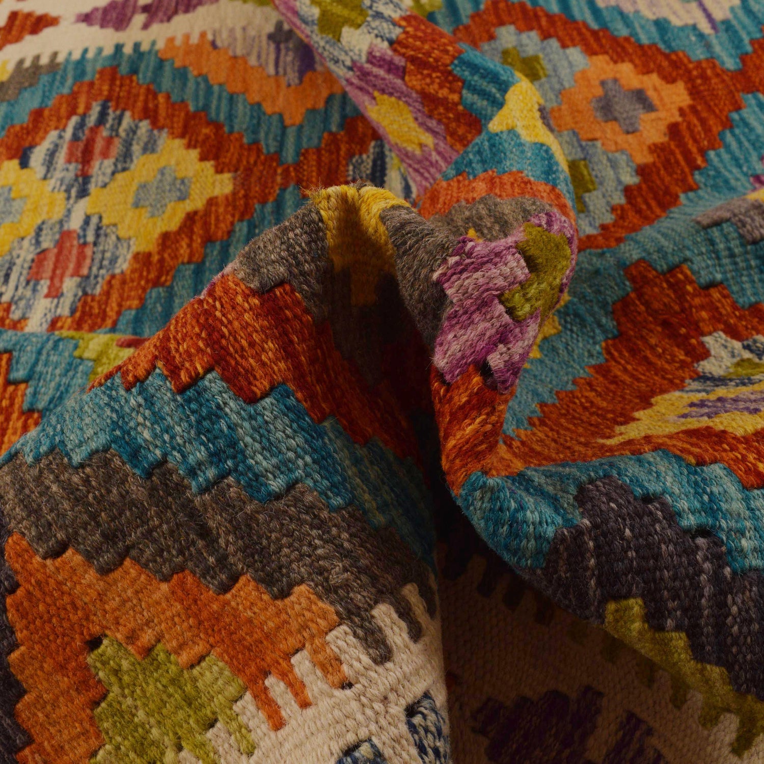 Handmade Afghan Vegetable Kilim 4' 0" x 5' 11" ft / 121 x 180 cm - No. P34932