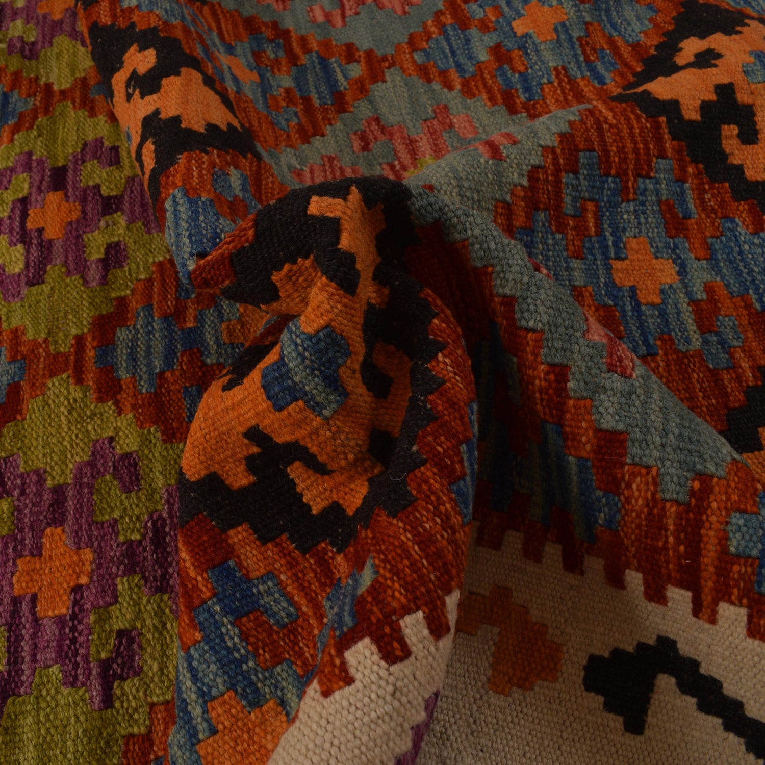 Handmade Afghan Vegetable Kilim 4' 0" x 5' 10" ft / 122 x 178 cm - No. P34936