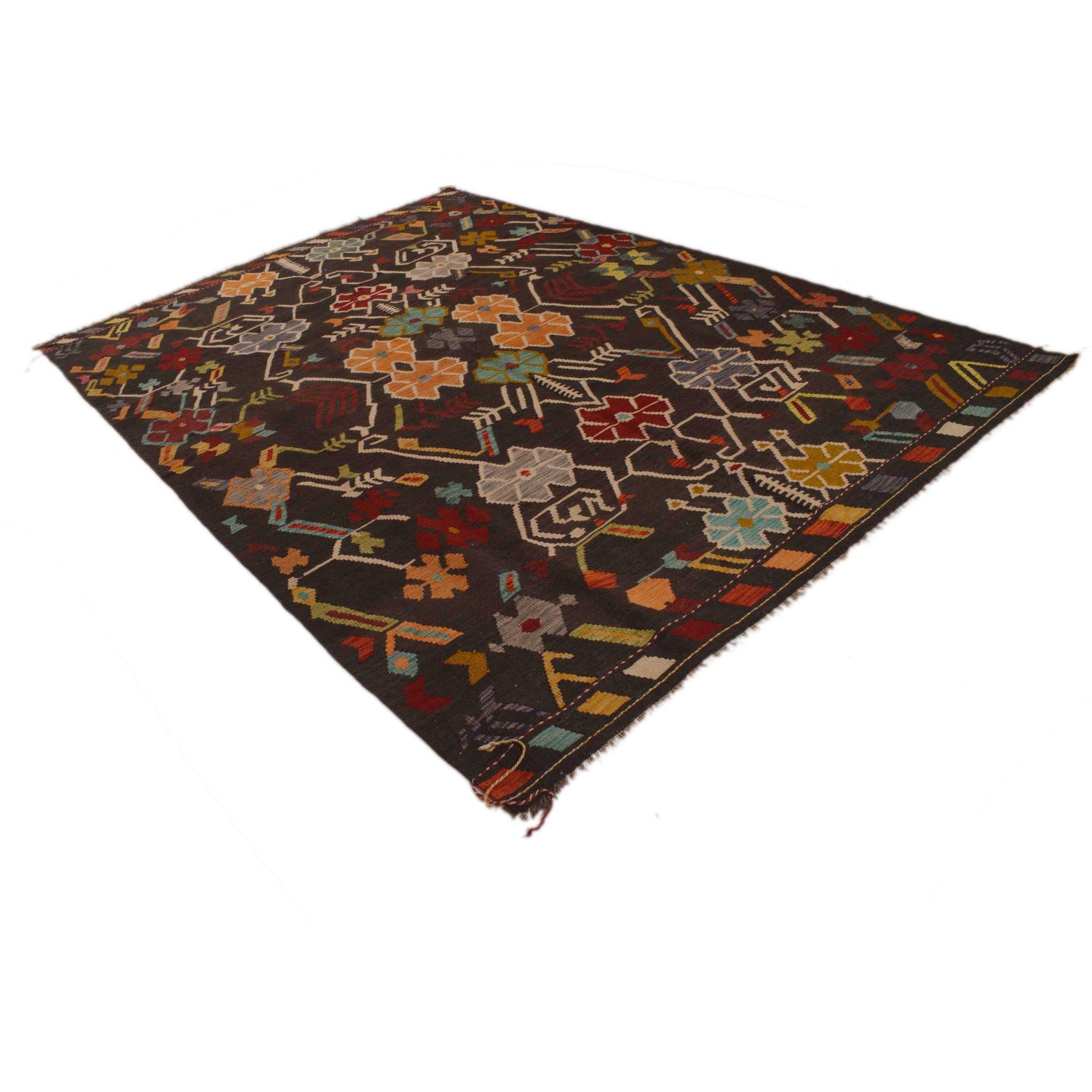 Hand Woven Wool Kelim 6' 9" x 9' 8" ft / 206 x 294 cm - No. P34955