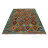 Hand Knotted Afghan Style Kilim 6' 1" x 7' 11" ft / 185 x 242 cm - No. P34960
