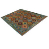 Hand Knotted Afghan Style Kilim 6' 1" x 7' 11" ft / 185 x 242 cm - No. P34960