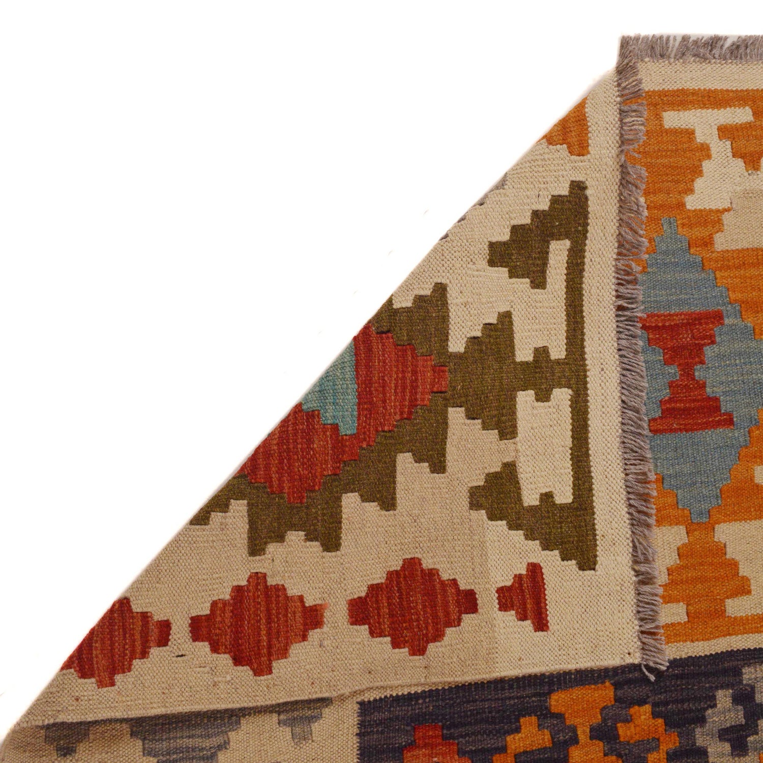 Hand Knotted Afghan Style Kilim 5' 10" x 8' 3" ft / 177 x 252 cm - No. P34961